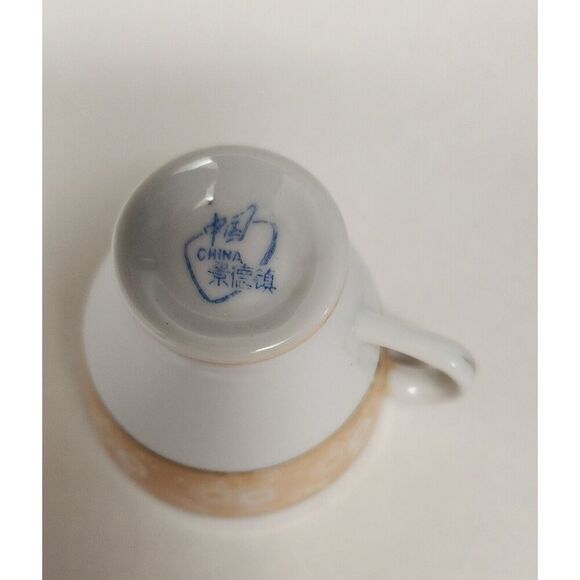 FOOTED MINITURE TEACUP AND SAUCER SET YELLOW W/ GOLD TRIM - Picture 3 of 4